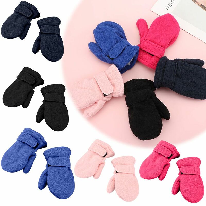 1-7 Years Toddler Infant Winter Mittens Lined with Fleece Easy-on Baby Boy Girls Warm Thick Gloves Outdoor Hand Warmers