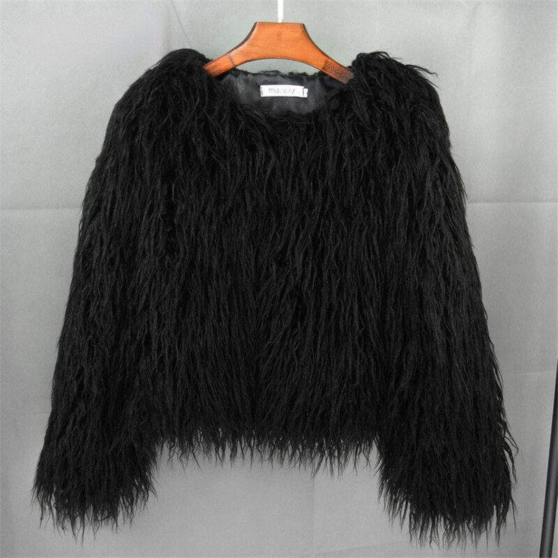 Kleurrijke warme faux vrouwen bontjas losse zwart wit pluche jas damesjas fur herfst winter ruige bovenkleding