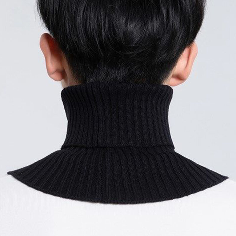 Winter Warm Fake Collar Solid Color Knitted Elastic False Collar Men Women Cycling Windproof Wrap Scarf Detachable Fake Collar