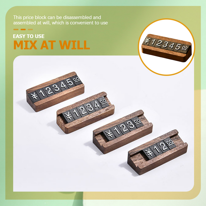 Digital Grain Price Board Counter Tags Jewelry for Pricing Wood Display Shelves