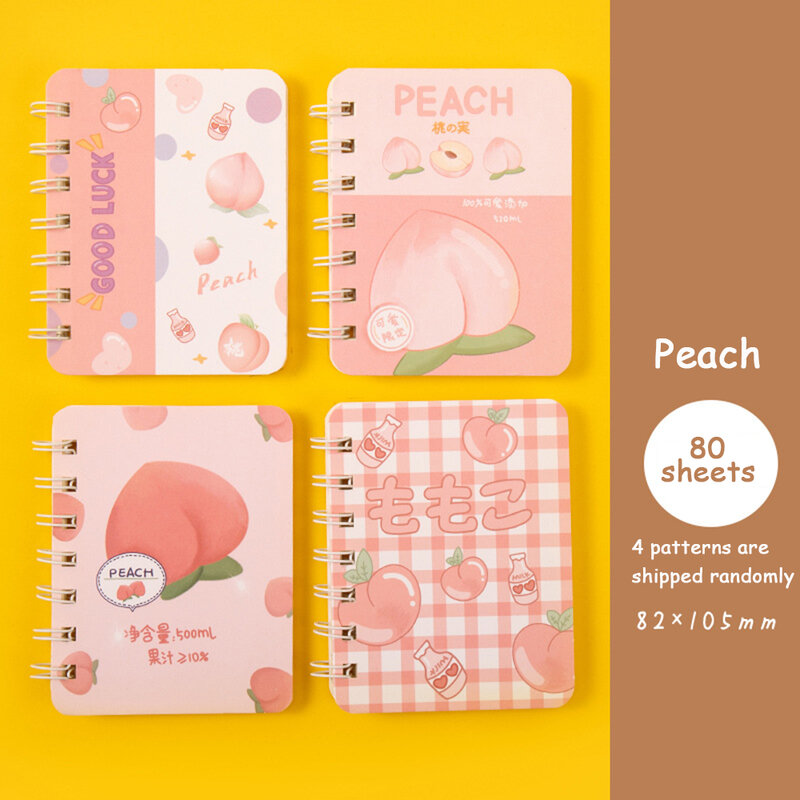 80 Sheets Cute Cartoon Portable Pocket Coil Notebook Office Loose-leaf Student A7 Mini Plan Notebooks School Supplies Stationery