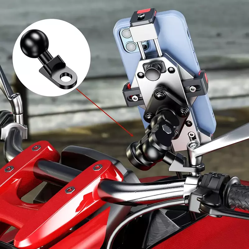 1 In Ball Head Mount Adapter GPS Holder Motocicleta Bicicleta Guiador Clip Retrovisor Espelho Bracket para GoPro 10 9 8 Suportes de câmera
