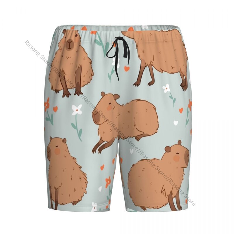 Casual sleep bottoms Cute Capybara Wild Flower men shorts sleepwear male pajamas