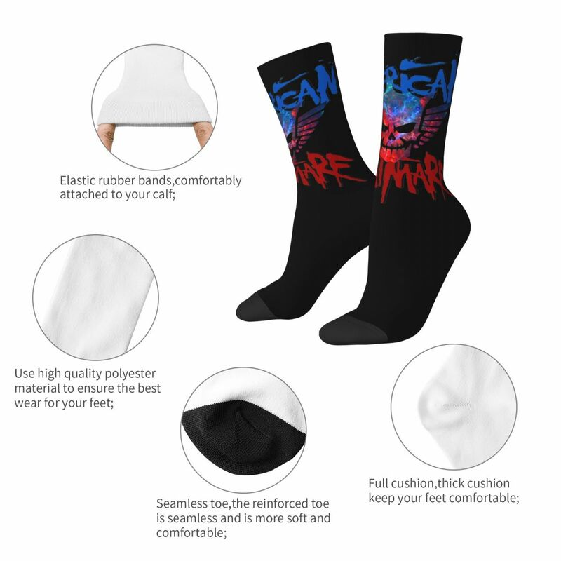Chaussettes de basket-ball unisexes, chaussettes respirantes, tube moyen en polyester, cauchemar américain, mode dans l'anneau Cody Rhodes