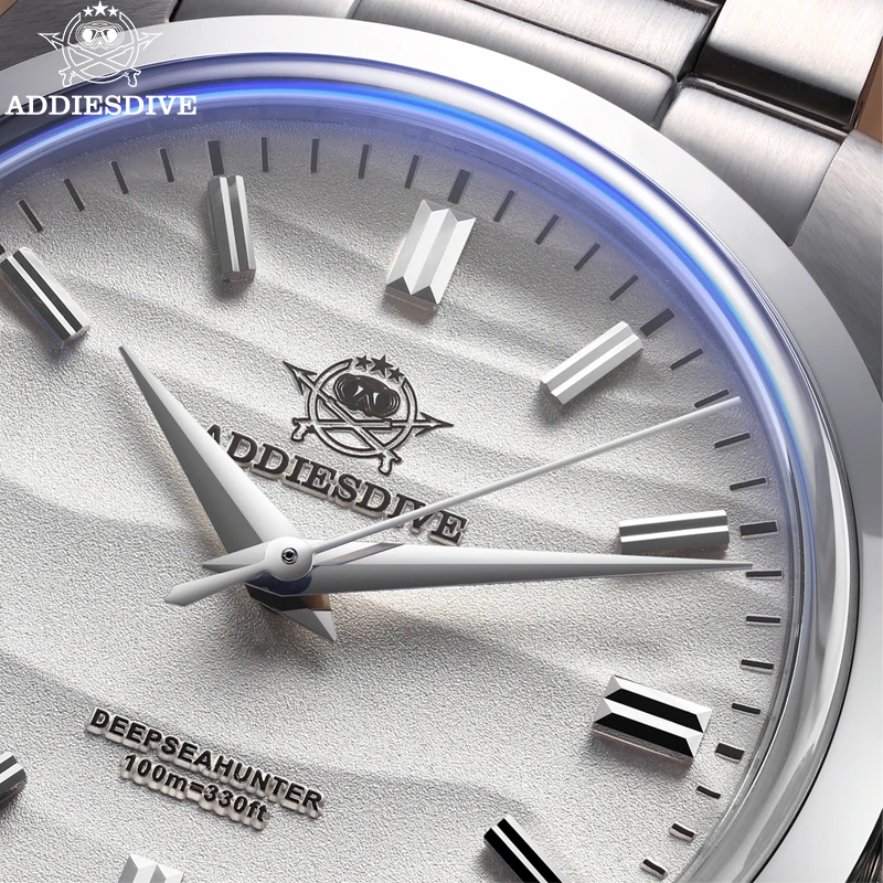 ADDIESDIVE-Reloj de negocios AD2030 para Hombre, pulsera de acero inoxidable con espejo de burbujas, cubierta de olla, cristal, de cuarzo, 36MM