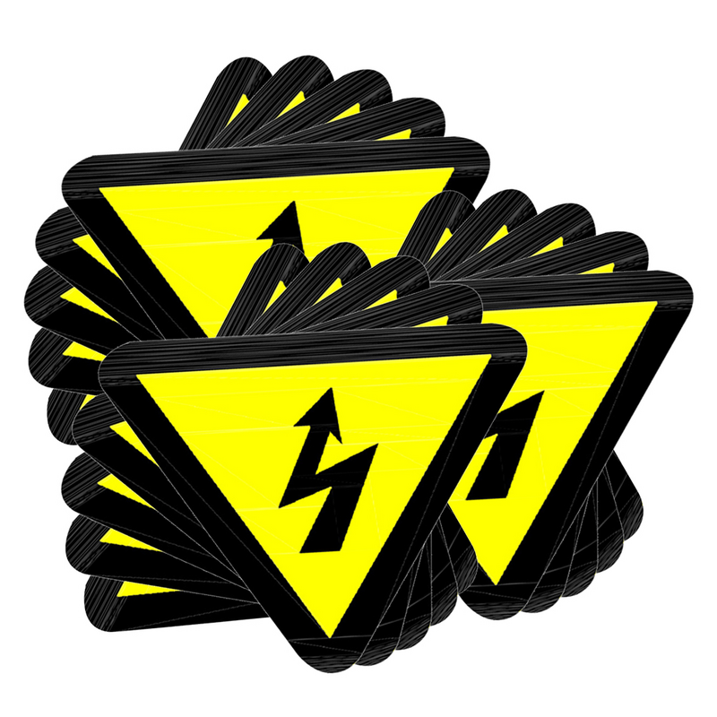 Stiker tanda peringatan untuk kuku, 15 buah stiker keamanan Panel listrik label peringatan guncangan segitiga