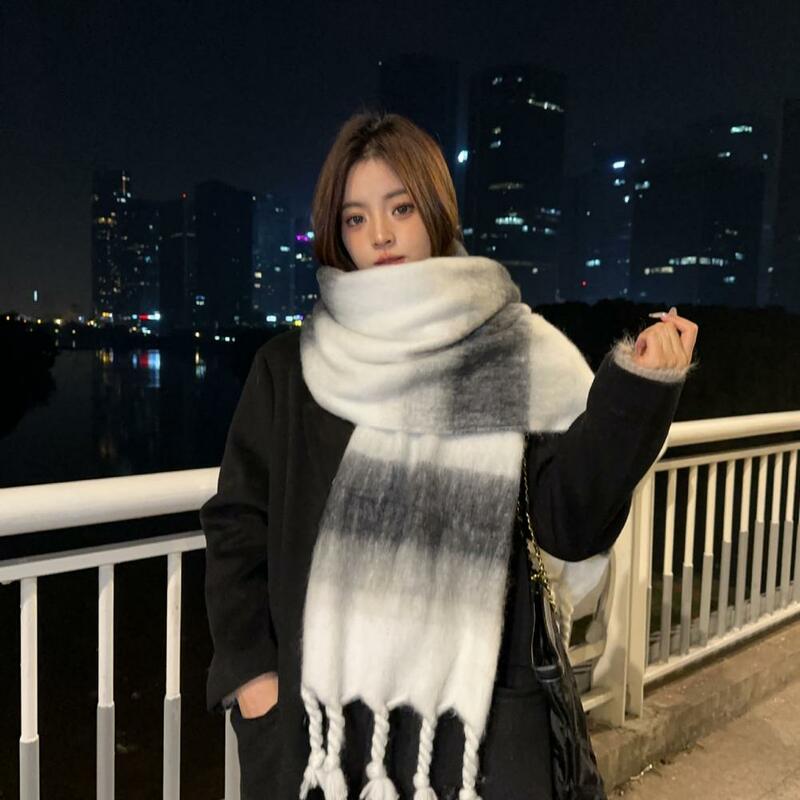 Thick Shawl Soft Shawl Plush Twisted Tassel Winter Scarf for Women Men Soft Warm Washable Cold-resistant Unisex Couple Scarf