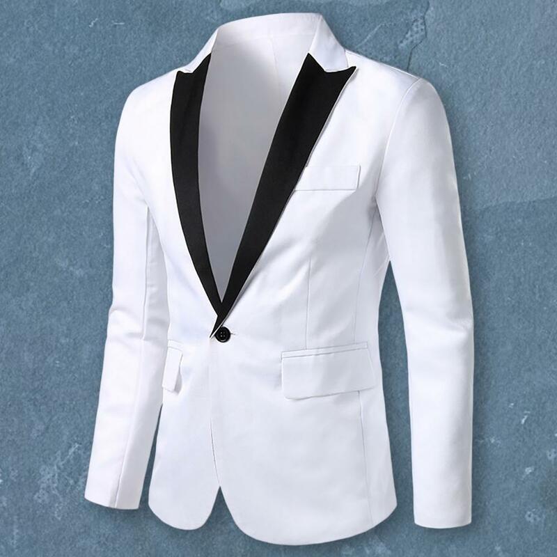 Elegante giacca da abito con risvolto capispalla sciolto colore a contrasto cappotto da uomo Blazer Suit Coat