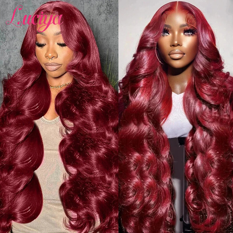 99J Burgundy Lace Front Human Hair Wig Body Wave Red Colored Glueless Wigs Brazilian 13x4 HD Lace Frontal Wigs On Sale Clearance