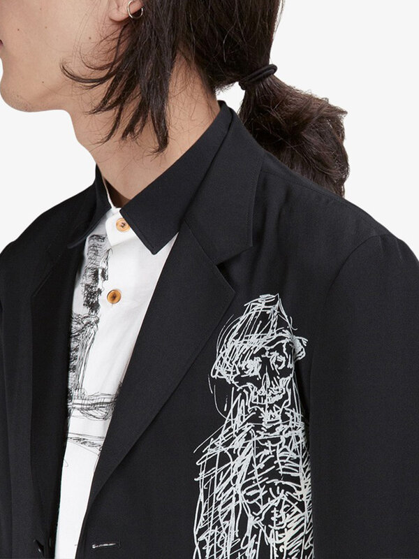 Yohji Yamamoto Setelan Pria Uniseks 2022 Kasual Baru Dalam Setelan & Blazer untuk Pria Jaket Memimpin Anjing Blazer Longgar untuk Wanita