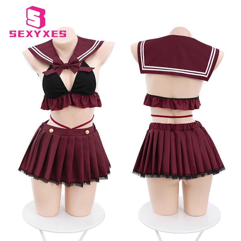 Women Sexy Cosplay Lingerie Student Uniform anime School Girl Erotic Costume Dress Women Miniskirt Outfit Short Top sex clothes