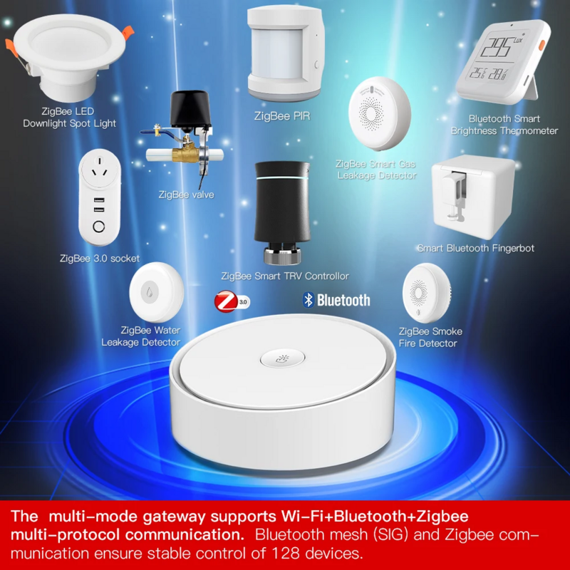 Jianshu Multi-Mode-Gateway ZigBee Wifi Bluetooth Mesh Hub Tuya ZigBee Dimmen Alarm funktionen arbeiten mit Alexa Google Smart Life