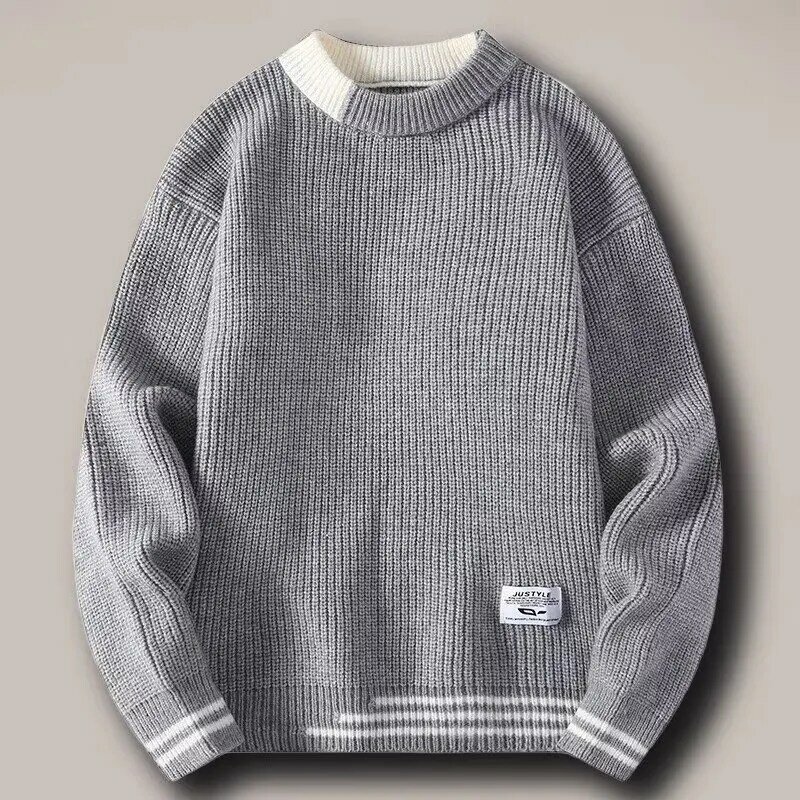 Suéter Harajuku japonés de gran tamaño para hombre, suéter de punto Vintage, Rock, Hip Hop, felpa, cálido, cuello redondo, nuevo, otoño
