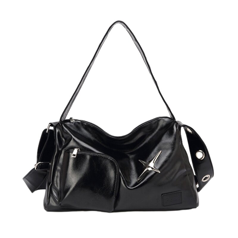 Simple Casual Tote Bag Leathers Shoulder Bag Y2K Handbag Work Bag