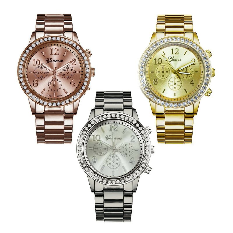 แฟชั่นเงินทองเงินควอตซ์นาฬิกาข้อมือผู้หญิงสแตนเลสนาฬิกาสุภาพสตรีคุณภาพสูงนาฬิกาข้อมือควอตซ์ Analog