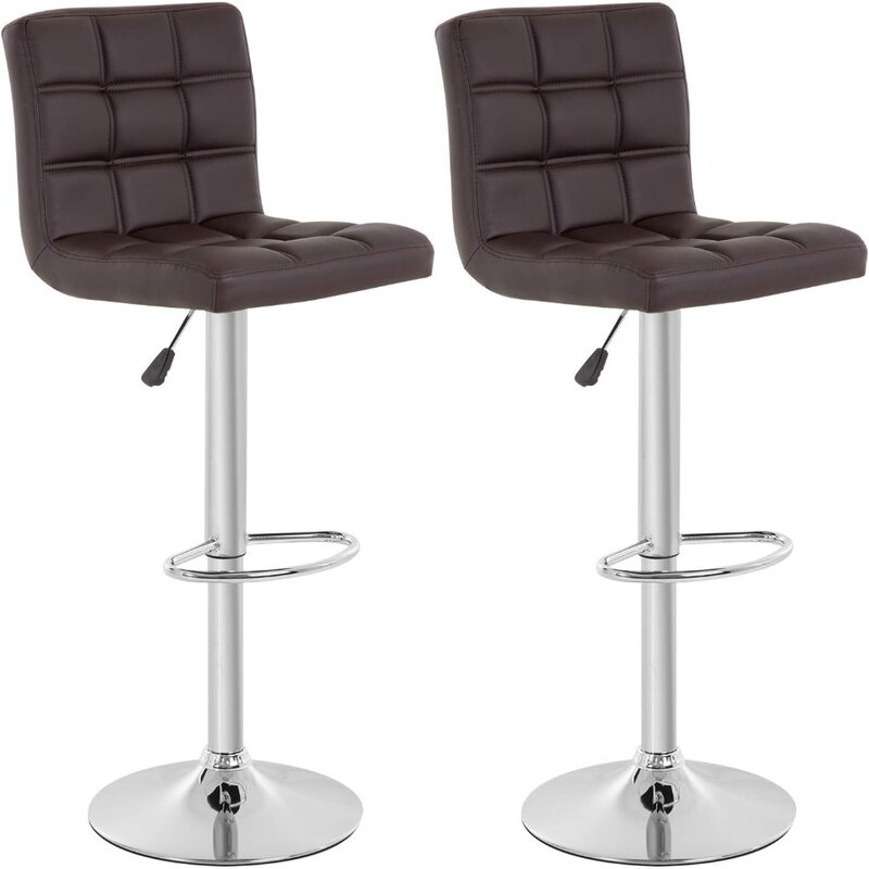 Bar Stool Set of 2 Modern Barstools Counter Height Swivel Bar Stool Height Adjustable PU Leather Bar Chairs
