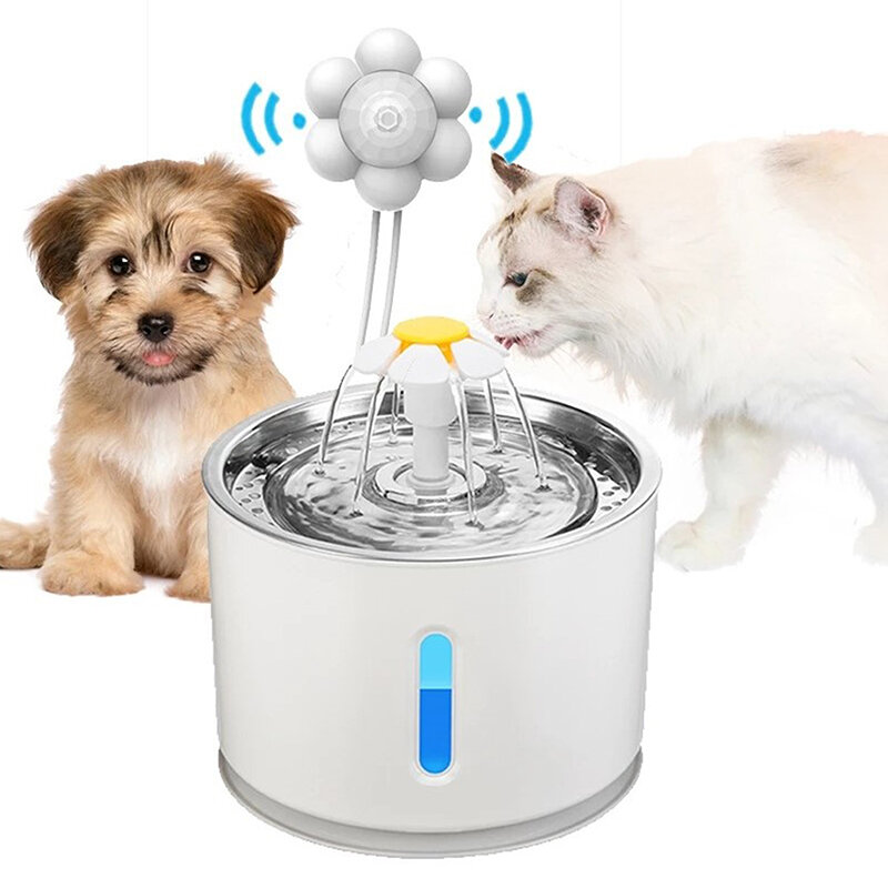 موزع نافورة المياه الحيوانات الأليفة مع استشعار الحركة الذكية ، موزع القط والكلب ، الأشعة تحت الحمراء الذكية ، العالمي ، USB ، اكسسوارات الكاشف