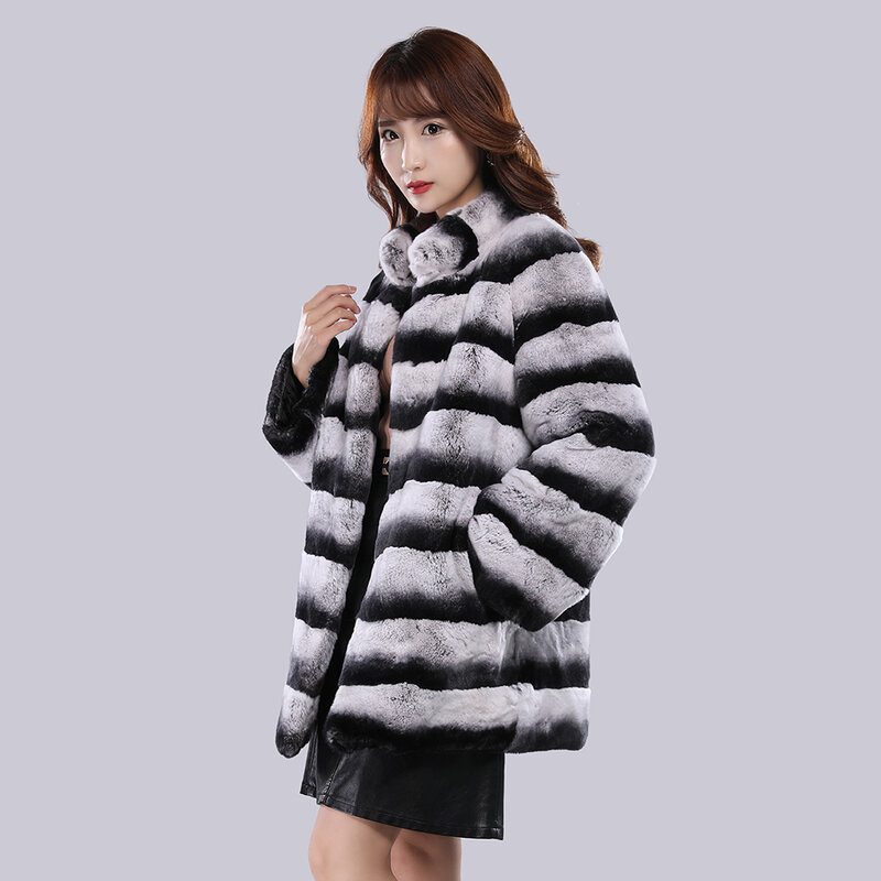 Winter Real Fur Coat Women Real Rex Rabbit Fur Jacket Thick Warm High Quality Luxury Long Female Lady Real Rex Rabbit Fur Coat