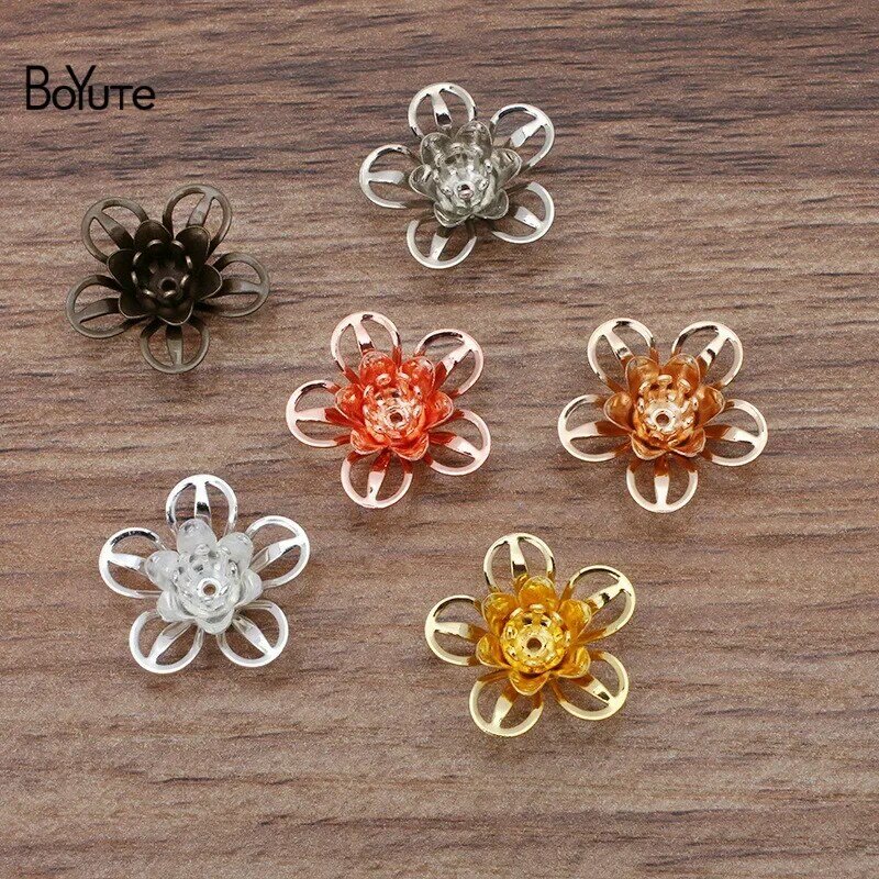 BoYuTe (50 pezzi/lottp) 18*7MM materiali floreali in ottone a tre strati in metallo fatti a mano accessori per gioielli fai da te all'ingrosso