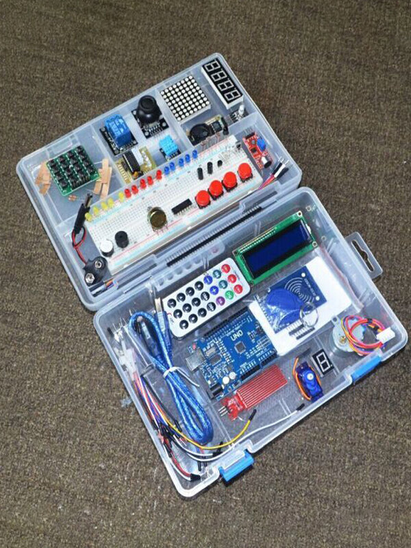 Kit belajar tingkat RFID LCD 1602 Kit Starter versi tingkat lanjut yang ditingkatkan untuk Arduino UNO R3 Kit Swakarya Robot sumber terbuka dapat diprogram