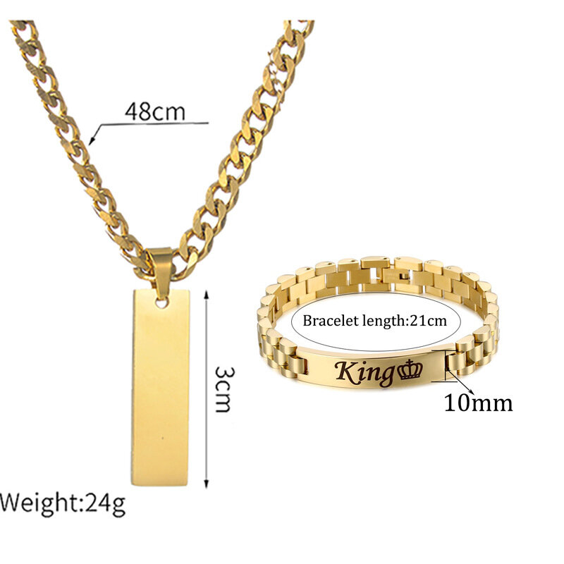 HIYONG именной пользовательский DIY мужской Титановый стальной длинный ожерелье браслет персонализированный модный мужской комплект ювелирных изделий из нержавеющей стали