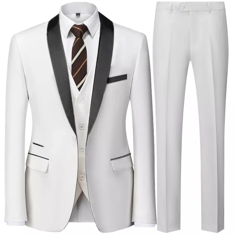 Мужской облегающий костюм в британском стиле, Комплект из 3-х предметов, куртка, брюки/мужские деловые джентльмены, высококачественные платья, блейзеры, пальто