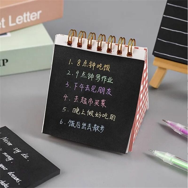 Easy Post Notes Sticky Notes Student Children Message Notes 50 Sheets Black Notepads Square Self-Stick Memo Pad Writing Pad