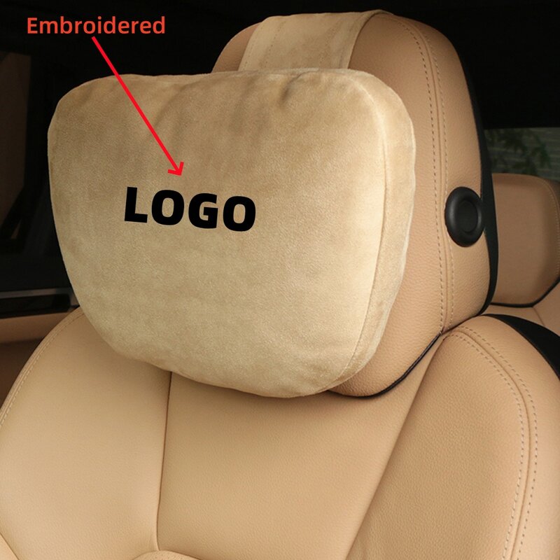 Bantal sandaran leher mobil Logo bordir kustom sandaran tempat duduk mobil bantal sandaran Suede lembut kualitas tinggi desain kelas Maybach S