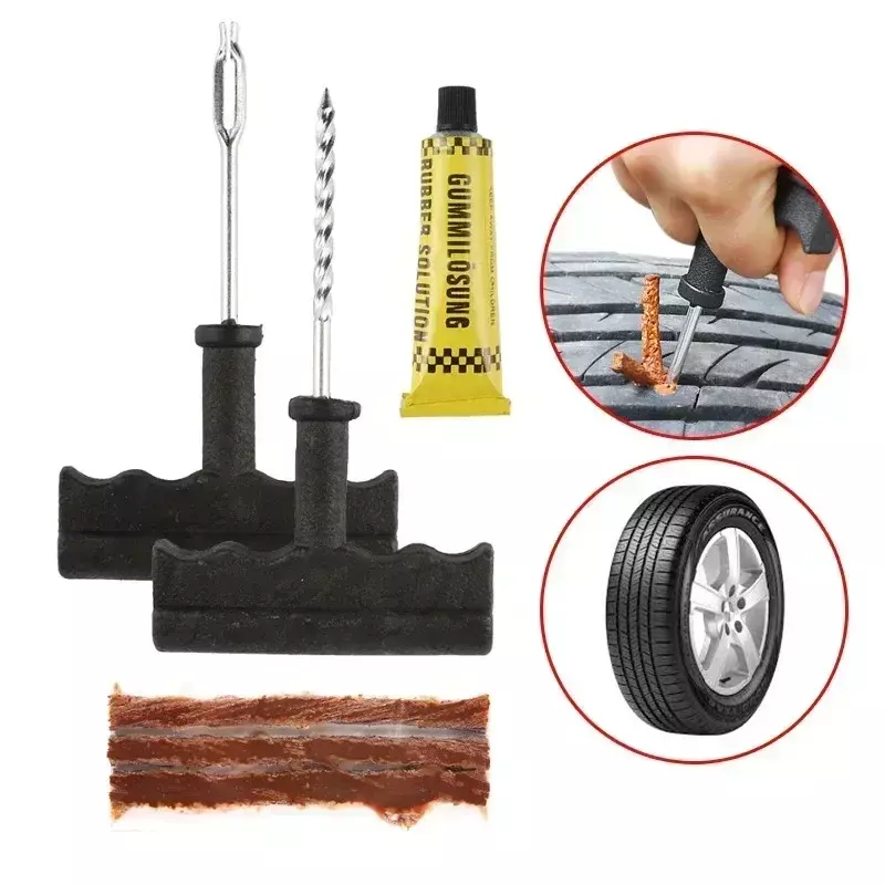 Car Tire Repair Tool Kit com Tira De Borracha, Studding Set, Auto Bike Tubeless Pneu, pneu Punção Plug, Garagem Ferramentas