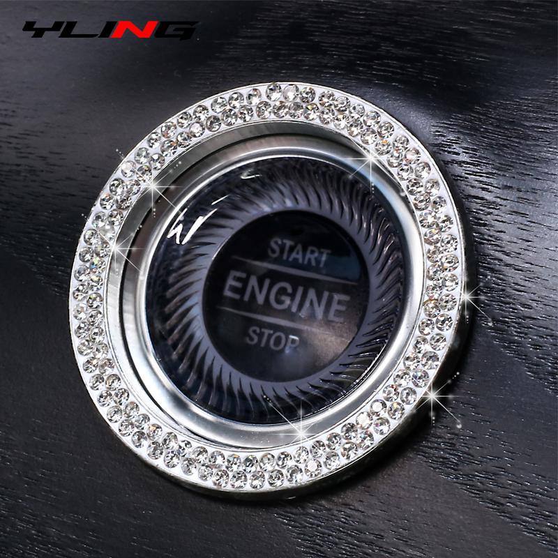 Декоративное кольцо Стразы с бриллиантами украшение для автомобиля Одно нажатие пусковая кнопка включения и остановки двигателя крышка кнопки переключения