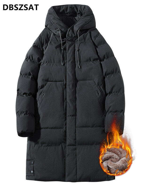 Зимняя мужская длинная парка, теплая куртка с флисовой подкладкой, ветровка с капюшоном, пальто, тепловые парки с толстой хлопковой подкладкой, приблизительно 8XL