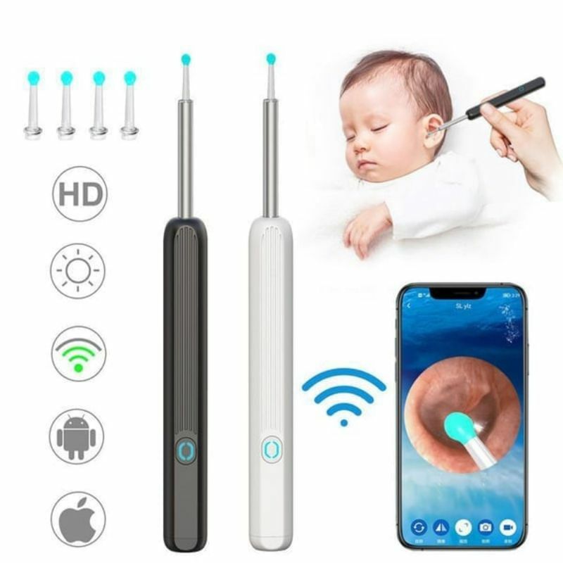 Wi -Fi visible wax elimination spoon USB 1080P HD load otoscope Ear Cleaner Ear wax removal tool Suitable for Android iOS phones