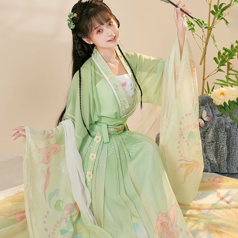 Antigo Hanfu gradiente princesa vestido feminino, alce padrão, saia de fadas, china roupas tradicionais, performance de palco, mostrar cosplay