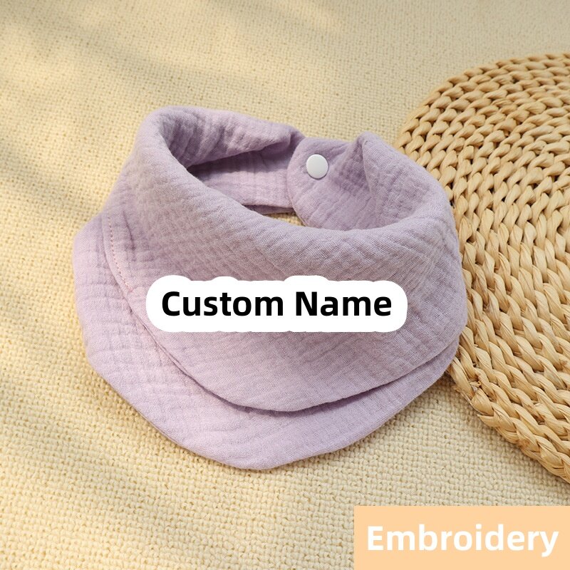 Custom Baby Bibs Muslin Infant Burp Cloth Feeding Drool Bibs Solid Color Baby Accessories
