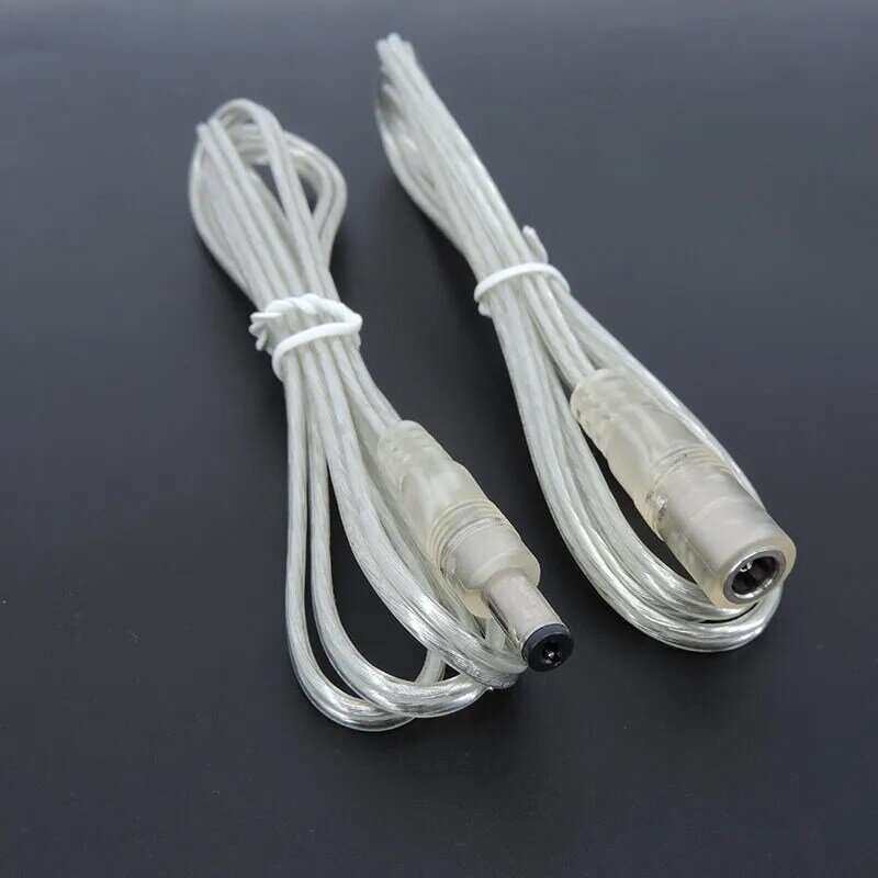 10pcs Transparent Female Male DC Power Adapter Pigtail Cable 5.5x2.1mm 12V Jack Connector Extension Cord For LED Strip Lights
