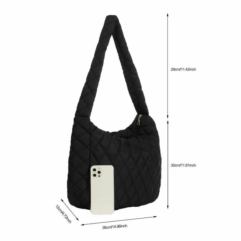 กระเป๋ากระเป๋าสะพายไหล่ความจุขนาดใหญ่สำหรับผู้หญิง, กระเป๋าผ้าคอตตอนกระเป๋าบุนวมแฟชั่นอบอุ่นน้ำหนักเบา