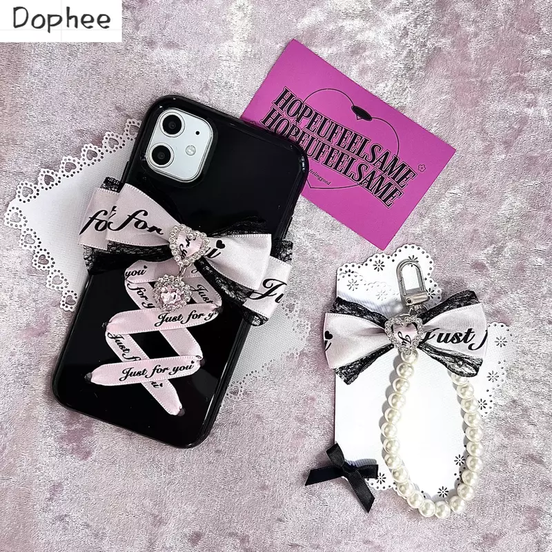 Dophee Original Japanese Wind IPhone 11 12 13 14 15 Plus Mini Pro Max Phone Case Sweet Spice Girls Rhinestone Bow Phone Cover