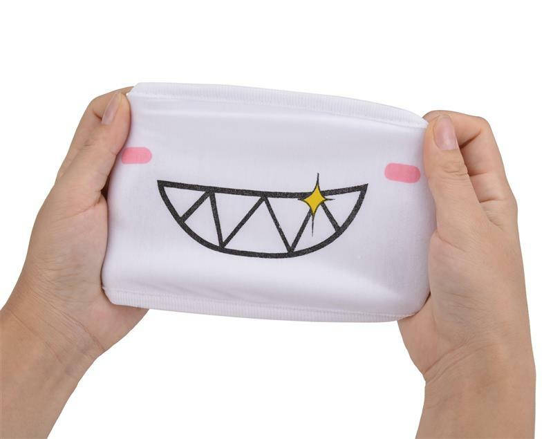Unisex Cartoon Printing Cotton Mask, anti-poeira, Earloop, máscara bucal com padrão de urso de sorriso, criativo, protetor, 5 unidades por pacote