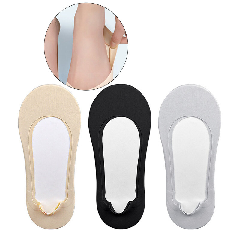 1 Pair Women's Socks Summer Thin Invisible Anti-Slip Ship's Socks Solid Color Spongy Bottom Not Tired Feet