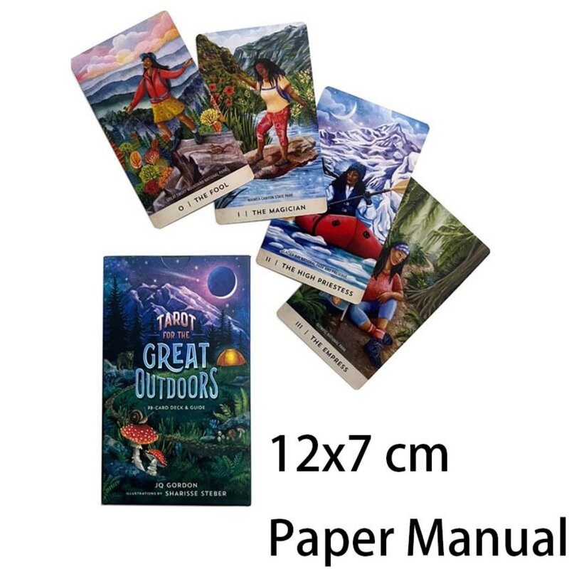 Cartas de Tarot para el aire libre, cartas manuales de papel de 12x7cm, 78 cartas centradas en lugares y pasatiempos favoritos