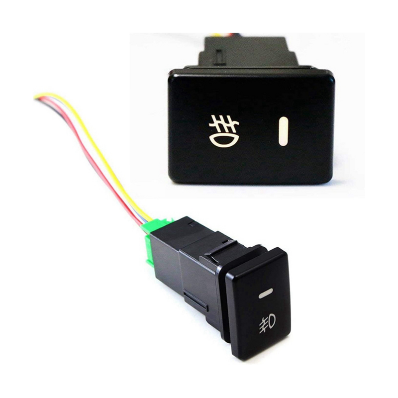 2 buah 4-tiang 12V sakelar tombol tekan dengan lampu indikator latar belakang LED untuk lampu kabut DRL bilah lampu LED (33x22mm)