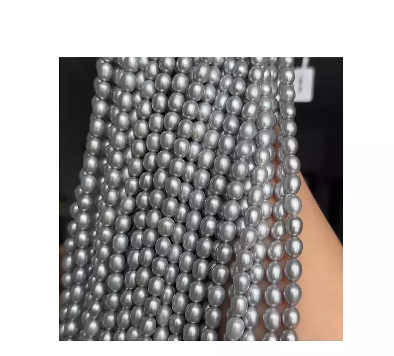 Подлинное серебристо-серое жемчужное ожерелье без отделки 8x10 мм Морской культивированный жемчуг 15,5 дюйма