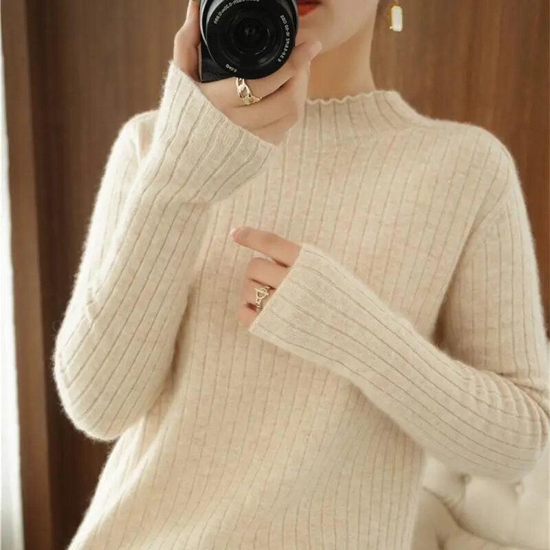 New Women Turtleneck Sweaters Knitting Sweater Slim High Collar Pullovers Autumn Winter Basic Jumper 2024 Trend Long Sleeve Top
