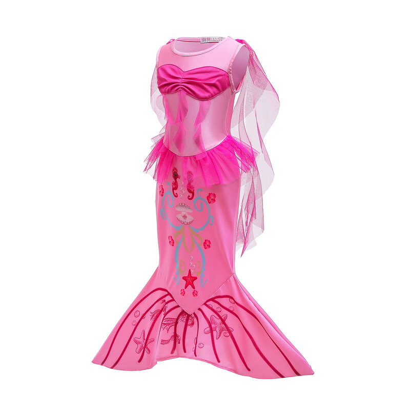 Vestido de la Sirenita Ariel para niñas, traje de princesa Disney, disfraz de Halloween, carnaval, fiesta temática, conjuntos de fantasía para niños