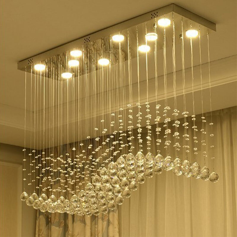mordern hanging lamp Luxury Restaurant Dining Room Crystal Chandelier Bed Curtain Partition Rectangular Shop Pendant Light