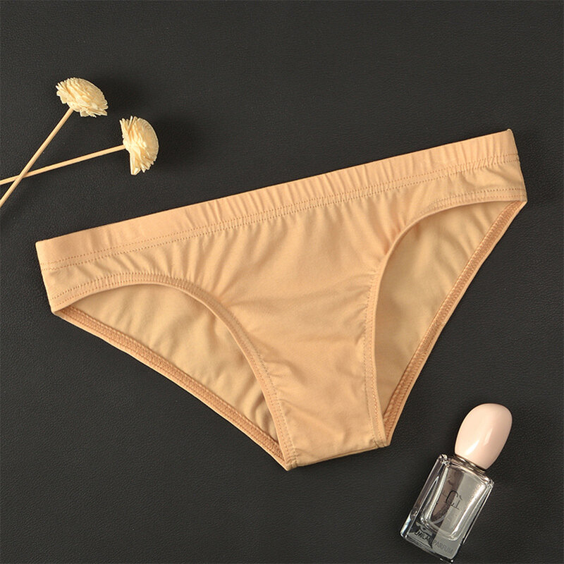 Men's Sexy Breathable Underwear Ice Silk Briefs Seamless Panties Bikini Solid Low-Waist Men Soft Lingerie Ultra Thin Underpants