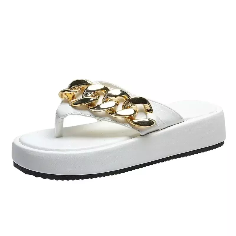 Женские туфли на высоком каблуке, водонепроницаемые тапки с открытым носком и металлическим украшением, большие размеры, лето 2024