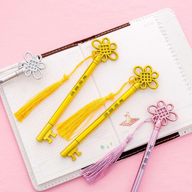Stylo gel créatif avec pampille à nœud chinois, stylo à encre pendentif, marqueur d'écriture, étudiant, bureau, fournitures d'écriture, clé