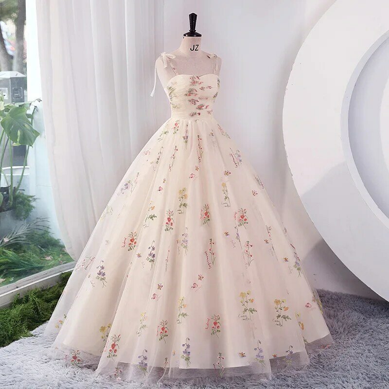 Evening Party Dresses for Women Fashion Embroidery Lace-up Sleeveless Short Skirt Elegant Banquet Women's Prom Dress Vestidos