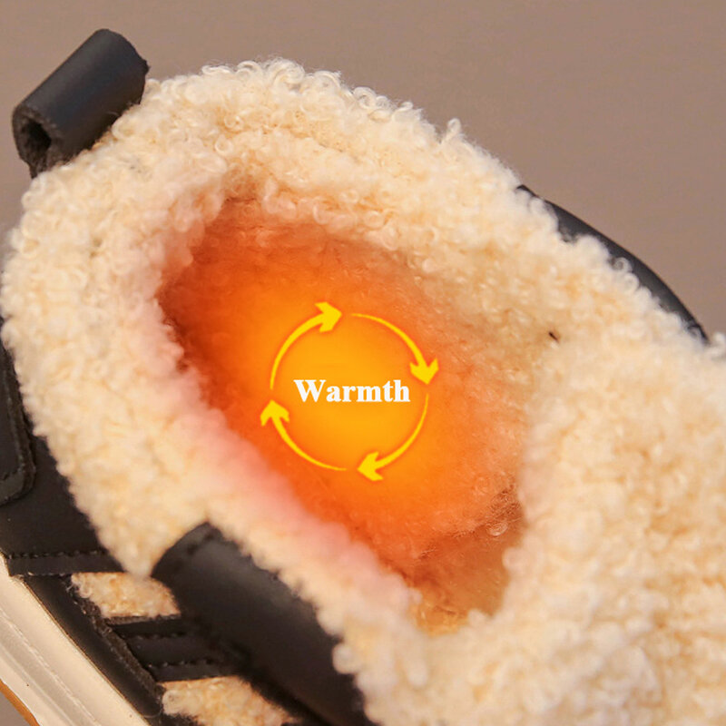 Хлопковая обувь для девочек, детская плюшевая утолщенная нескользящая обувь, теплая спортивная обувь для мальчиков, детские мягкие удобные зимние кроссовки